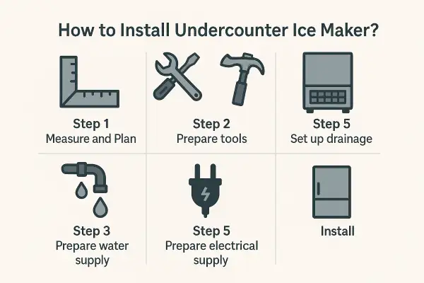 How to install an undercounter ice maker? 1 How to install an undercounter ice maker
